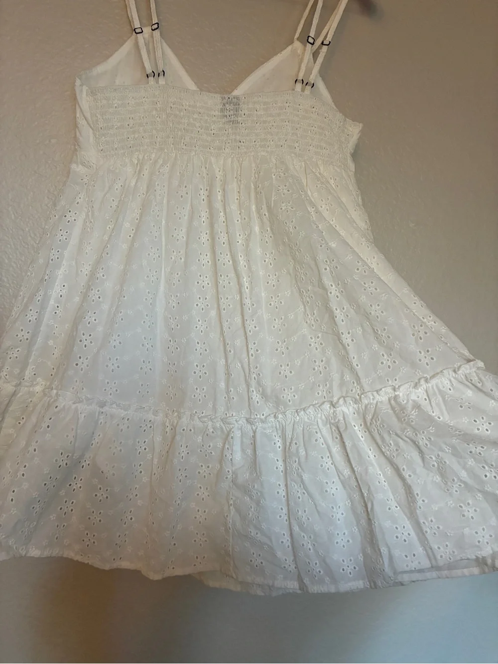 Wild Fable 100% Cotton White Eyelet Babydoll Dress Adjustable Straps Y2K Cottage